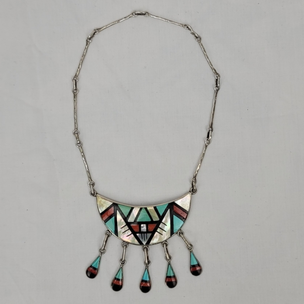 Vintage Tourquose Silver Necklace Indian Jewelry